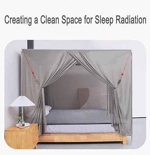 EMF Shielding Bed Canopy,100% Silver Anti-Radiation Fiber Bed Canopy for Insomnia Relief Anti-Mosquito,Silver-87 * 71 * 73in