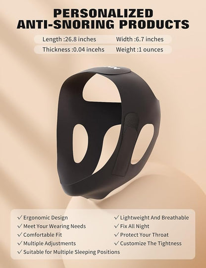 Chin Strap for Sleeping,FSA Eligible HSA,Anti Snore Chin Strap for CPAP Users,Anti Snoring Devices Breathable and Reusable for Men and Women,Simple and Effective Snoring Solution