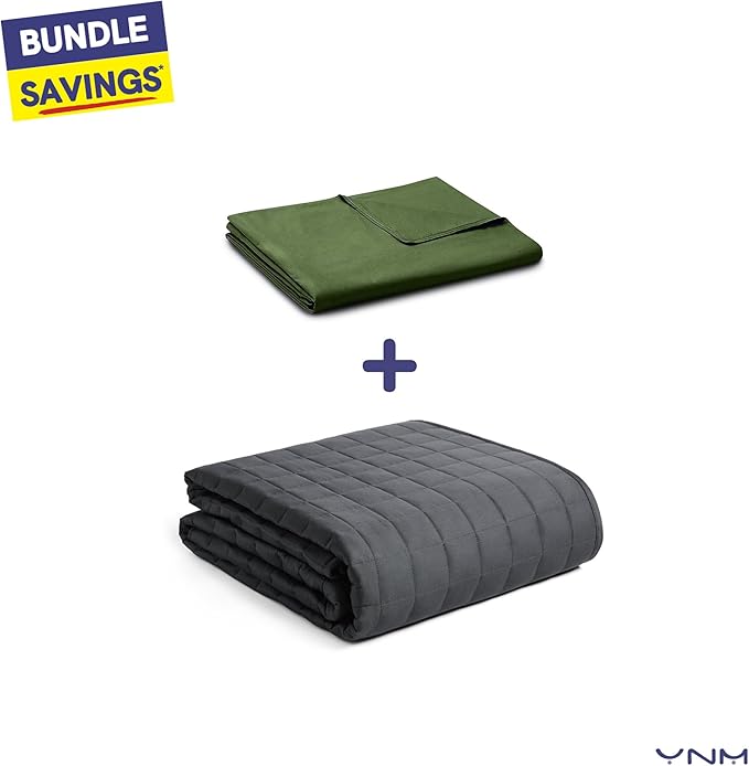 YnM Cotton Duvet Cover for Weighted Blankets (88''x104'') - Amy Green Print
