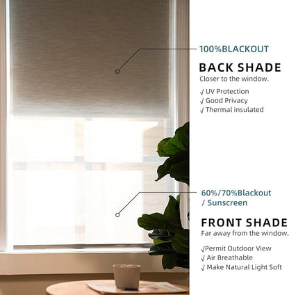 SmartWings Motorized Dual Blinds with Remote, Custom Automatic 100% Blackout Roller Shade Compatible with Alexa/Homekit/Google, Electric Smart Blinds for Indoor Windows, Harmony Duo Plus