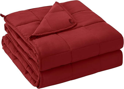 yescool Weighted Blanket for Adults (25 lbs, 60" x 80", Red) Cooling Heavy Blanket for Sleeping Perfect for 240-260 lbs, Queen Size Breathable Blanket with Premium Glass Bead, Machine Washable