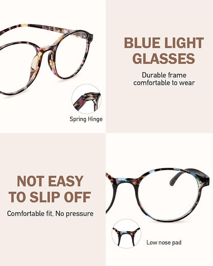 5 Pack Reading Glasses For Women,Blue Light Blocking Computer Reader Spring Hinge Eyeglasses