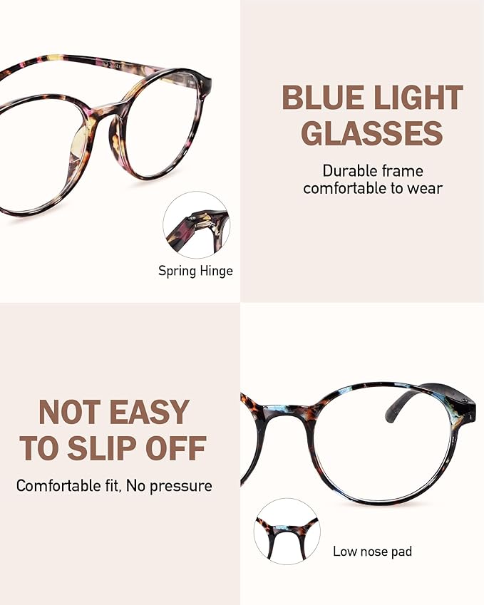 5 Pack Reading Glasses For Women,Blue Light Blocking Computer Reader Spring Hinge Eyeglasses