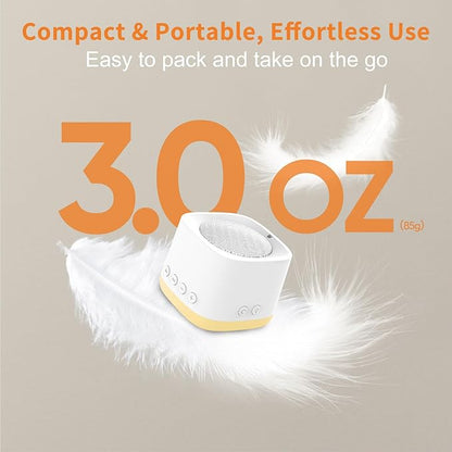 Portable Mini White Noise Sound Machine for Travel – Amber Breathing Night Light, 16 Soothing Sounds, 30-Hour Rechargeable Battery, Timer & Memory for Baby, Adult Sleep, Office Privacy