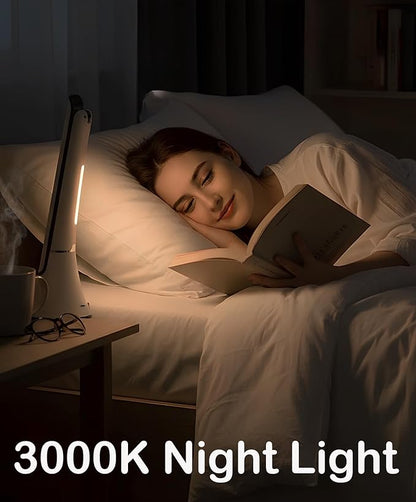 Light Therapy Lamp, 10000 LUX LED Desk Sunlight Lamp, UV-Free Full Spectrum Mood Lighting with Night Light, Rechargeable for Home Office, Leather-Like Texture