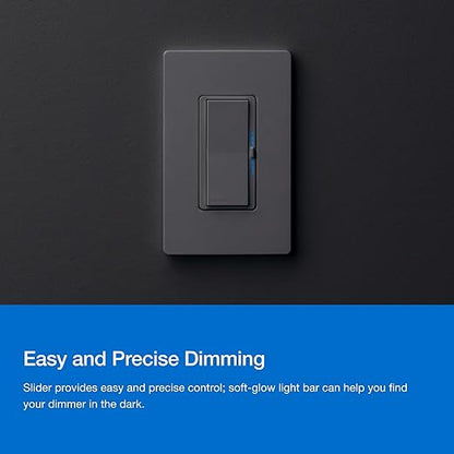 Lutron Diva Smart Dimmer Light Switch 3-Way Kit for Caseta Smart Lighting, w/Plate, Pico Remote, Wallmount Bracket, and Label Stickers, No Neutral Required, DVRF-PKG1D-WH
