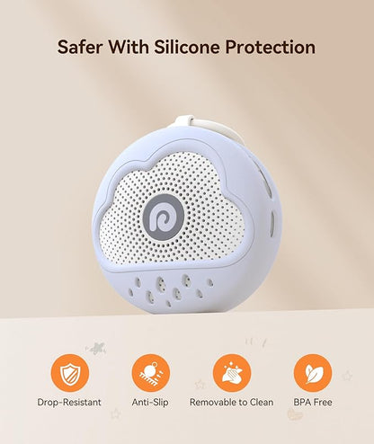 Dreamegg White Noise Machine - Portable Sound Machine Baby with Safe Silicone Cover, Features Powerful Battery, 21 Soothing Sound, Noise Canceling for Sleeping, Baby Registry Gift, Nursery(Blue)