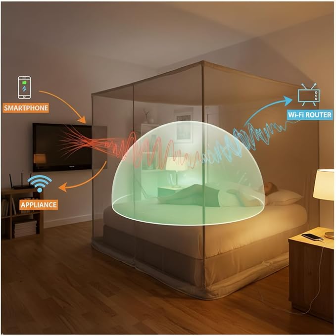 100% Silver Fiber EMF Shielding Bed Canopy,EMF Shielding Bed Canopy,Effective Shielding 99.99% of Daily electromagnetic Radiation EMF/RF/Wi-Fi/Cell Phone Signal (120 * 200 * 185CM)