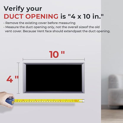 Quiet Register Booster Fan Fits 4" x 10" Register Holes, 10-Speed Smart Heating Cooling AC Vent Fan with Remote Control and Thermostat Control - Bronze