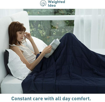 Weighted Idea Weighted Blankets for Adults (Navy Blue,48"x72",20lbs) Breathable Twin Blanket with Premium Glass Beads Heavy Soft Throw Blanket for All-Season