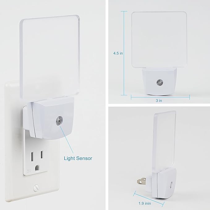 2 Pack 0.5W Plug in LED Night Light with Dusk to Dawn Sensor Blue