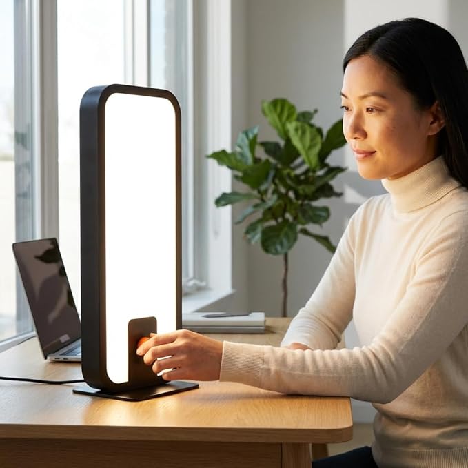 Circadian Optics 10,000 Lux at 12" | Clinical Medical Grade | As Seen On Shark Tank Langham Light Therapy Desk Lamp | 10X Power & Brightness | Large 6" X 17" Light Panel (Standard)