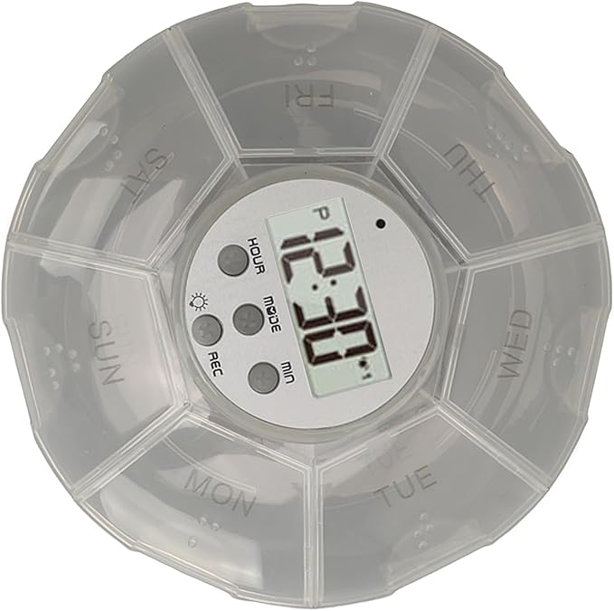 Case with Alarm, Weekly Medicines Setting Up Voice Reminders with Recording Playback Function 7 Day Medication Times Dispenser The Elderly Blind Person
