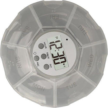 Case with Alarm, Weekly Medicines Setting Up Voice Reminders with Recording Playback Function 7 Day Medication Times Dispenser The Elderly Blind Person