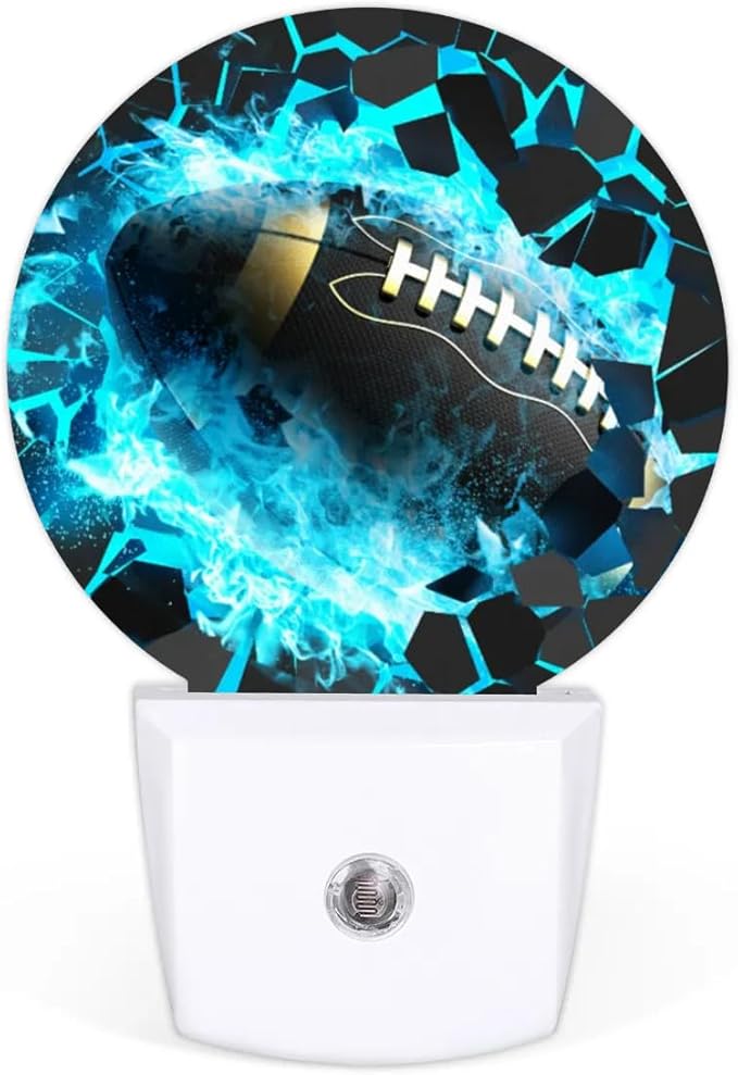 Plug-in Led Night Light with Auto Dusk to Dawn Sensor for Boys Girls Room Decor, Football Wall Lamp Nightlights for Hallway,Bedroom, Kids Room, Kitchen, Stairway, (0.5W, 2 Pack)