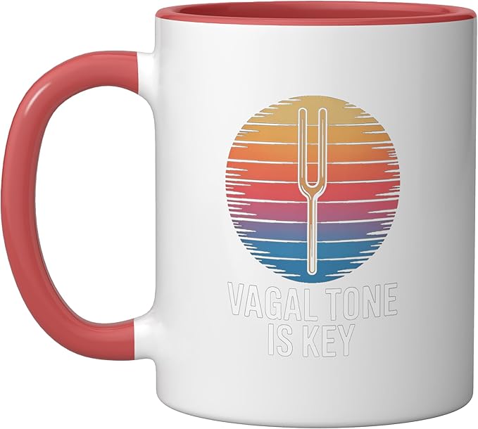 Relaxation Breathing Stress Vagus Nerve Stimulation Anatomy Ceramic Mug, Red/White