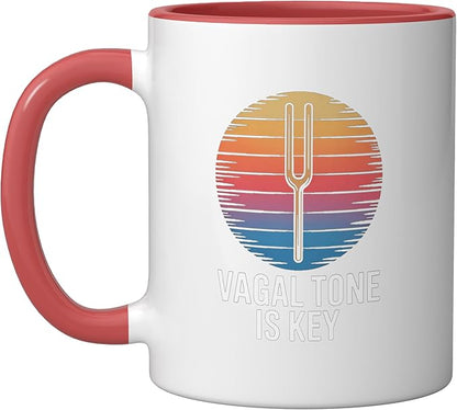 Relaxation Breathing Stress Vagus Nerve Stimulation Anatomy Ceramic Mug, Red/White