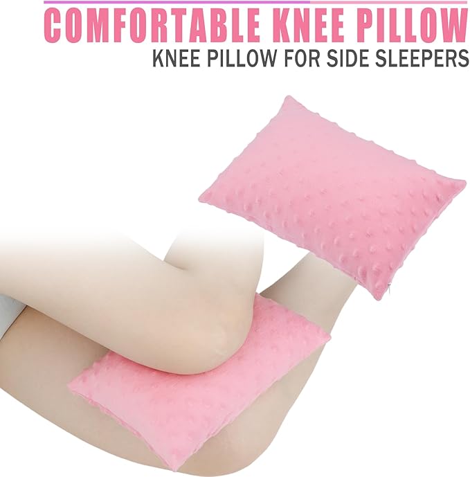 2 Pcs Soft Knee Pillow for Side Sleepers, Pressure Pillows Between Legs 11"x7" Small Knee Pillow Joints Cushion for Sleeping Hip and Back Pain, Minky Dot Coral