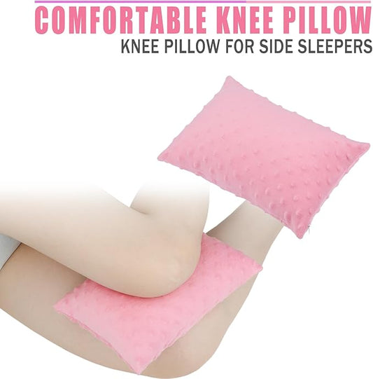 2 Pcs Soft Knee Pillow for Side Sleepers, Pressure Pillows Between Legs 11"x7" Small Knee Pillow Joints Cushion for Sleeping Hip and Back Pain, Minky Dot Coral