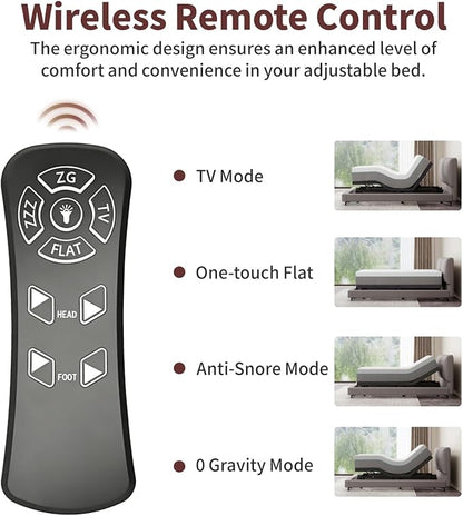 Split King Adjustable Bed Frame, Adjustable Beds with Updated Thickened Frame,Wireless Remote, Separate Head/Foot Lift, Zero Gravity,Anti-Snore,Sturdy Metal, Electric Bed Bases with 3 Height Options