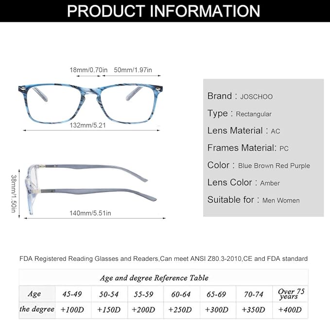 JOSCHOO Computer Reading Glasses Blue Light Blocking Readers Men and Women Glasses of Reading (Blue Stripe, 0.75)