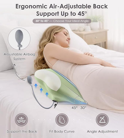 DONAMA Memory Foam Pregnancy Pillow- with Adjustable Air Bag for Back/Legs/Belly/HIPS Support, W-Shaped Pregnancy Wedge Pillows for Sleeping, Cooling Maternity Body Pillow for Pregnant Women