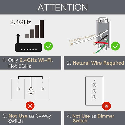 WiFi Smart Wall Touch Light Switch Glass Panel Wireless Remote Control by Mobile APP Anywhere Compatible with Alexa,Timing Function No Hub Required (Wall Switch 1 Gang)