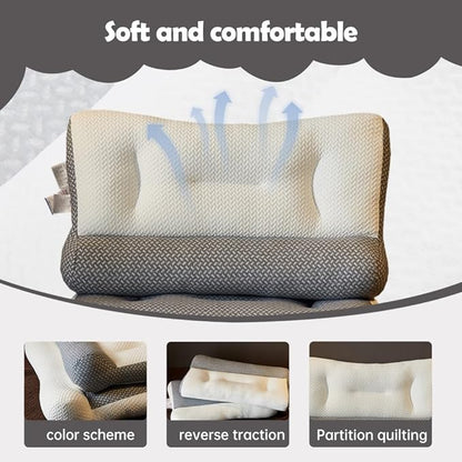 Orthopedic Deep Sleep Pillow - New Sleep Apnea & Ergonomic Pillow for Neck, Shoulder & Side, Back, Stomach Sleepers (Light Grey-A)