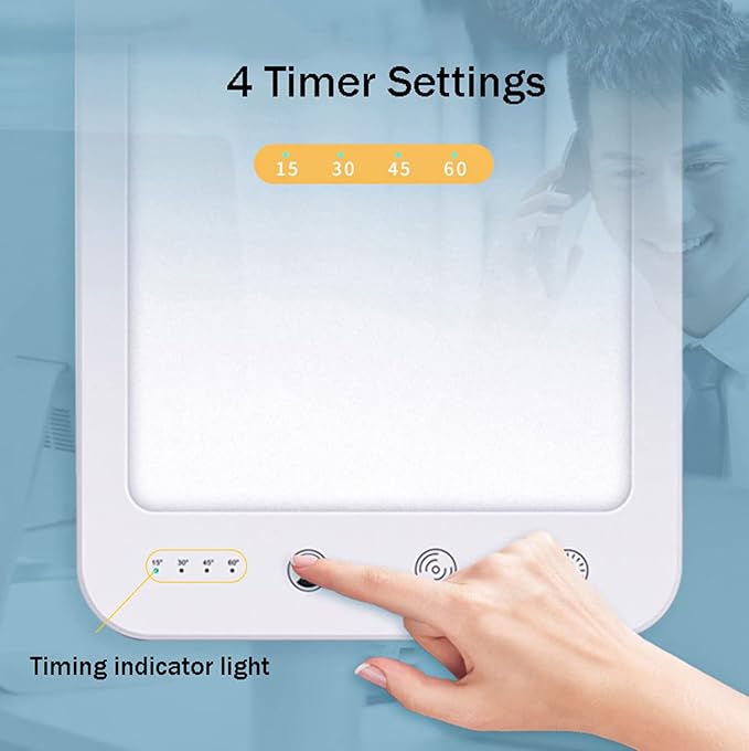 Light Therapy Lamp 10000 Lux LED with 3 Light Colours Adjustable Brightness, 4 Timer Settings with Eye Protect Function for Home and Office Use