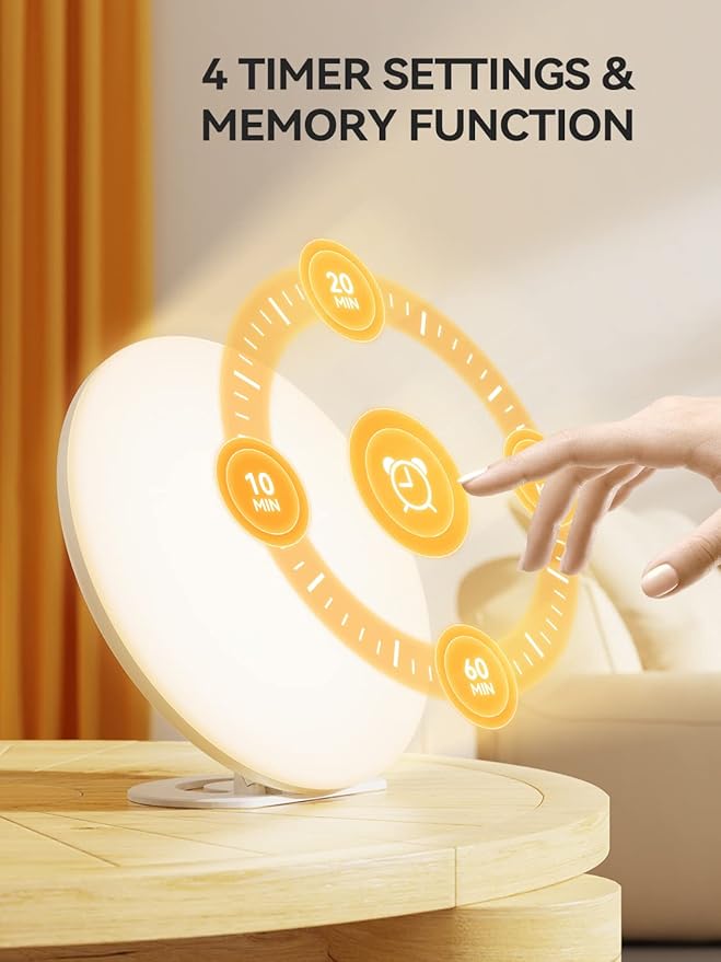 Light Lamp 13,000 Lux UV-Free LED Light with 5 Brightness Levels/3 Color Temperature/4 Timer Remote Control Daylight Lamp with Memory Function for Home Office