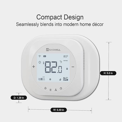 Smart WiFi Thermostat for Home, Programmable Thermostat with C-Wire Adapter, 3H/2C for Heat Pump & Conventional Systems, Tuya App Control, Compatible with Alexa & Google Assistant, White