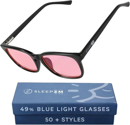 100% Blue Light Blocking Glasses - Better Sleep Anti Eye Strain Protection - Computer Gaming Women Men