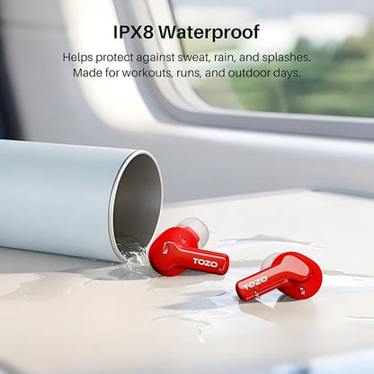 TOZO Hybrid Active Noise Cancelling Wireless Earbuds with 6 Mics AI Clear Call Ear Buds 68H Playtime with LED Display 32 Preset EQs via APP Bluetooth 5.3 IPX8 Waterproof in Ear Headphones
