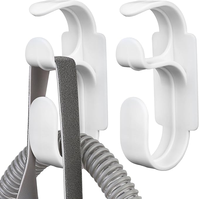 2PCS CPAP Hose Holder for Apnea Sleep Machine, Compatible with Resmed Airfit F40/Bipap/Evora Full Face Mask & Tube, Anti-Unhook, Avoid C-Pap Hose Tangle Portable Travel, Cleaner&Sanitizing Supplies