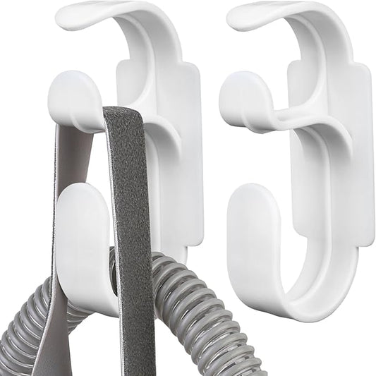 2PCS CPAP Hose Holder for Apnea Sleep Machine, Compatible with Resmed Airfit F40/Bipap/Evora Full Face Mask & Tube, Anti-Unhook, Avoid C-Pap Hose Tangle Portable Travel, Cleaner&Sanitizing Supplies