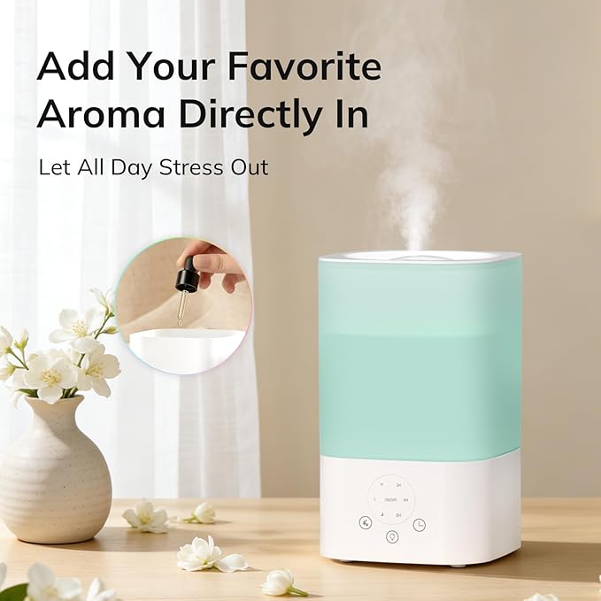 ZAFRO 3.2L Comfort Humidifier for Bedroom, Touch Panel with Timer, 7 Color LED Night Light, Top Fill Design & Three Mist Levels, Ultrasonic Cool Mist Humidifier with Auto Shut-off, White