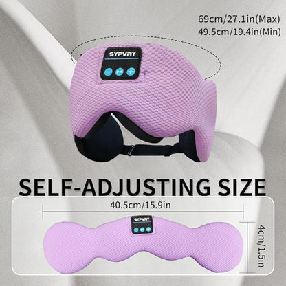 Bluetooth 5.4 Headphones Headband Eye Mask Wireless Sleep Mask，Blackout Bluetooth Eye Mask for Sleeping，Cotton Sleep Mask for Side Sleepers Adjustable Hook and Loop, Purple