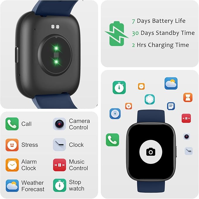 Smart Watch (Answer/Make Call) for iPhone&Android, 1.83" Smartwatches with Sleep Monitor Heart Rate Activity Tracking, IP68 Waterproof, Fitness Tracker 100+Sport, Reloj Inteligente 30 Day+Battery Life