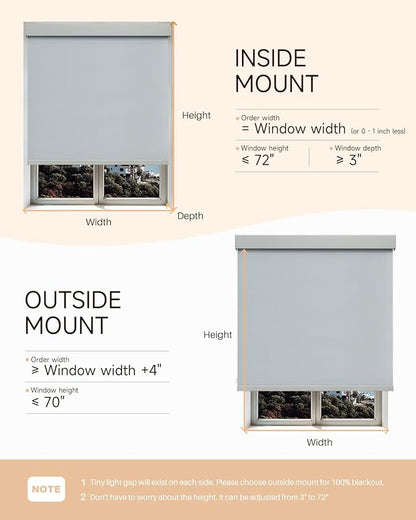 Smart Roller Shades for Windows, Alexa Blackout Motorized Blinds with Remote Control, Easy Install Automatic Electric Blinds for Indoor (72" W x 72" H, Gray)