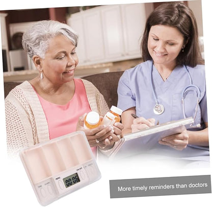 NOLITOY 2pcs Timed Reminder Pill Function Portable Electronic Medicine Organizer for Seniors Smart Compartment Storage for Daily Medication Plastic Design White
