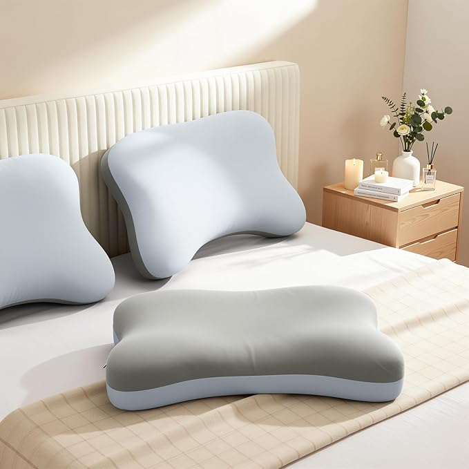 Double Side Pillow Covers, Cooling & Soft Pillow Cases for Patented Side Sleep Pillow, Machine Washable, Only Pillow Cover (Blue Grey)