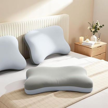 Double Side Pillow Covers, Cooling & Soft Pillow Cases for Patented Side Sleep Pillow, Machine Washable, Only Pillow Cover (Blue Grey)