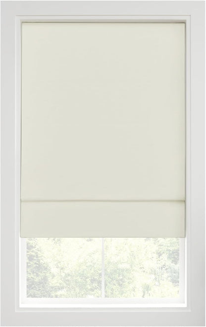 Eclipse Kylie 100% Blackout Window Roman Shade, 23 in Wide x 64 in Long, Cordless, Thermal and Noise Reducing Interior Shade Window Treatment for Home Privacy & Energy-Efficiency, Ivory