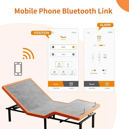 ESHINE Split King Adjustable Bed Frame with Mattress - 10 Inch Gel Memory Foam Mattress, Bluetooth APP Control, Wireless Remote, Zero Gravity, Anti Snore, Head and Foot Incline, 2000 Series