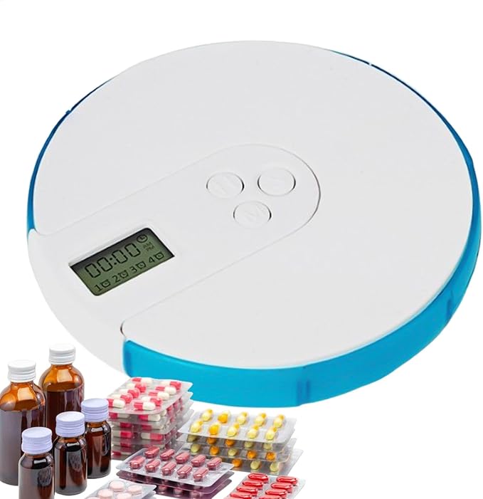 Pill Dispenser With Alarm: Smart Pill Dispenser Reminder, Automatic Pill Dispenser Elderly, Pill Box With Alarm, Up To 4 Alarms Day, T Organizer