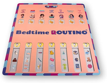 ROUTINO Bedtime Routine Chart for Kids, Visual Schedule with Interactive Paper Slider, Evening Sleep Tracker for Children, Promotes Consistent Nighttime Habits & Restful Sleep
