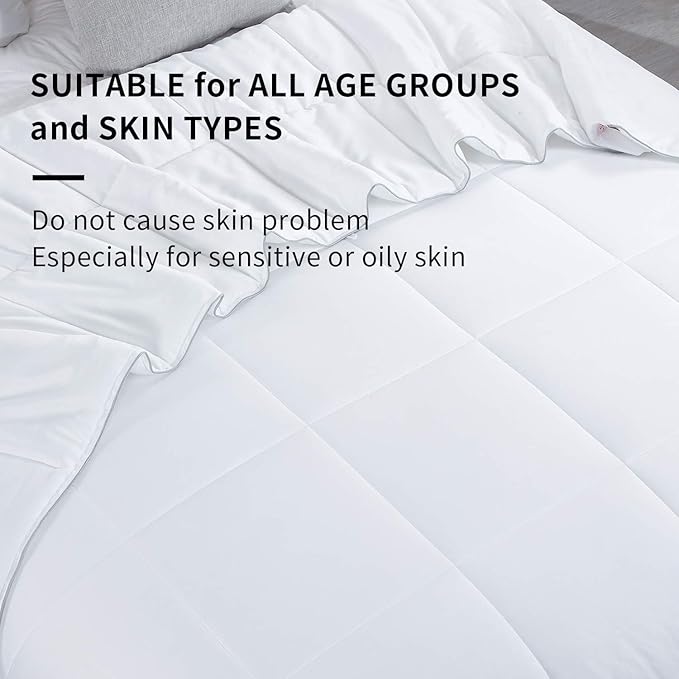 HOMBYS Lightweight Cooling Comforter Twin Size,100% Viscose Derived from Bamboo Shell Down Alternative Duvet Insert,White Soft All Season Comforter for Hot Sleepers,8 Corner Tabs