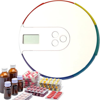 Pill Box with Alarm – Automatic Pill Dispenser Machine, Timed 7-Day Portable Tablet Storage | Up to 4 Alarms Per Day Easy Use Medication Organizer, Compact Medication Reminder for Elderly, Home