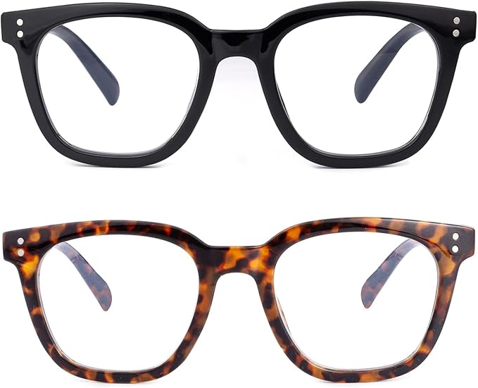 2Pack Reading Glasses for Men Women Blue Light Blocking with Spring Hinge, Blocking Readers Anti UV Ray Filter Eyeglasses(Black/Brown Tortoiseshell,2.5