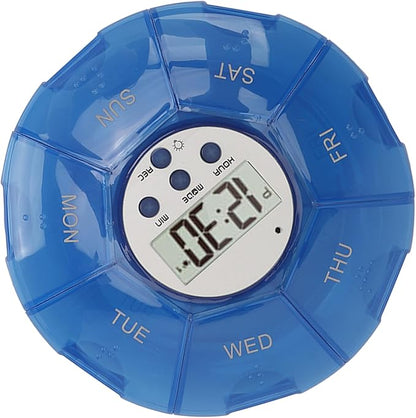 Case with Alarm, Weekly Medicines Setting Up Voice Reminders with Recording Playback Function 7 Day Medication Times Dispenser The Elderly Blind Person
